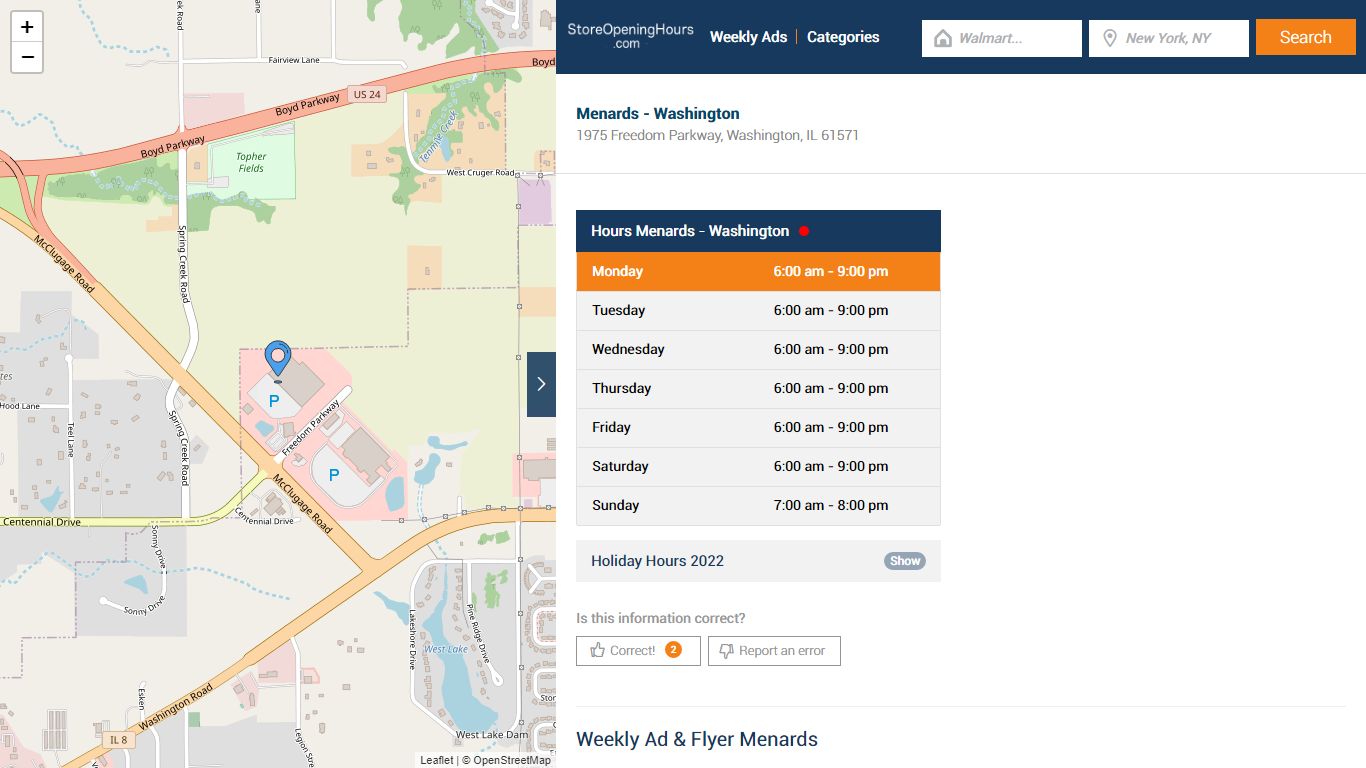 Menards - Washington - Hours & Weekly Ad - Store Opening Hours